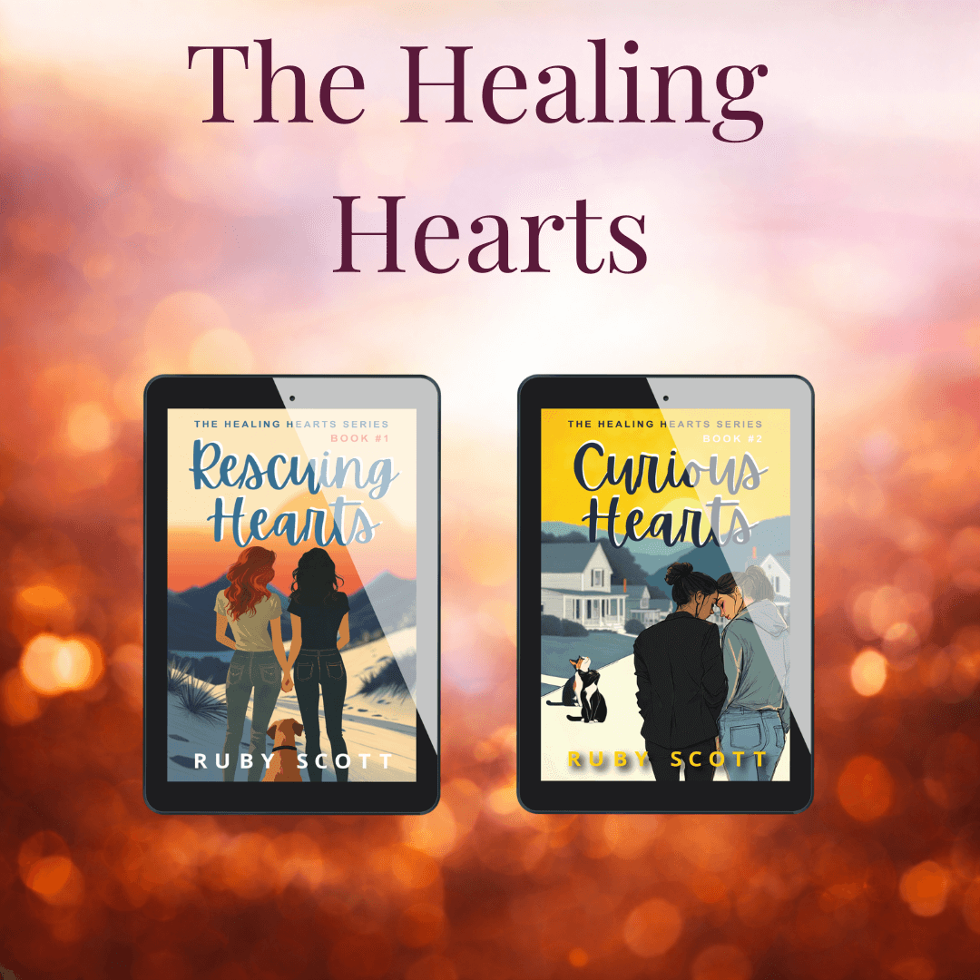 Lesbian romance book and lesbian fiction series image for The Healing Hearts by Ruby Scott, featuring tender sapphic love stories centred on healing, connection, and emotional growth, written by lesbian romance author Ruby Scott and lesbian romance fiction author Ruby Scott.