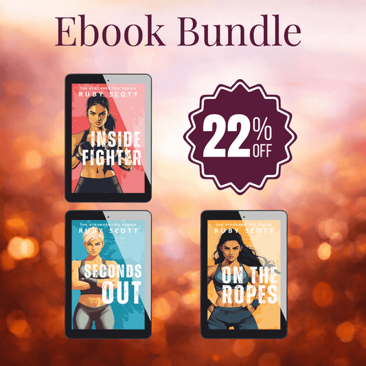 sports lesbian romance ebooks collection banner image featuring multiple digital book covers, representing a lesbian romance book bundle by Ruby Scott