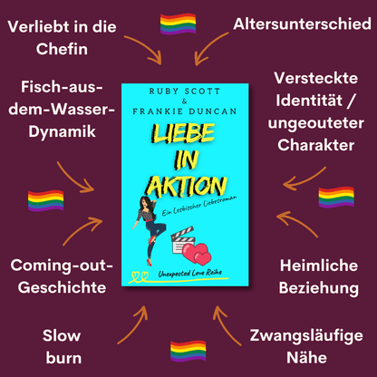 Tropen und Themen aus 'Liebe in Aktion' von Frankie Duncan,   Lesbischer Slow-Burn Liebesroman 