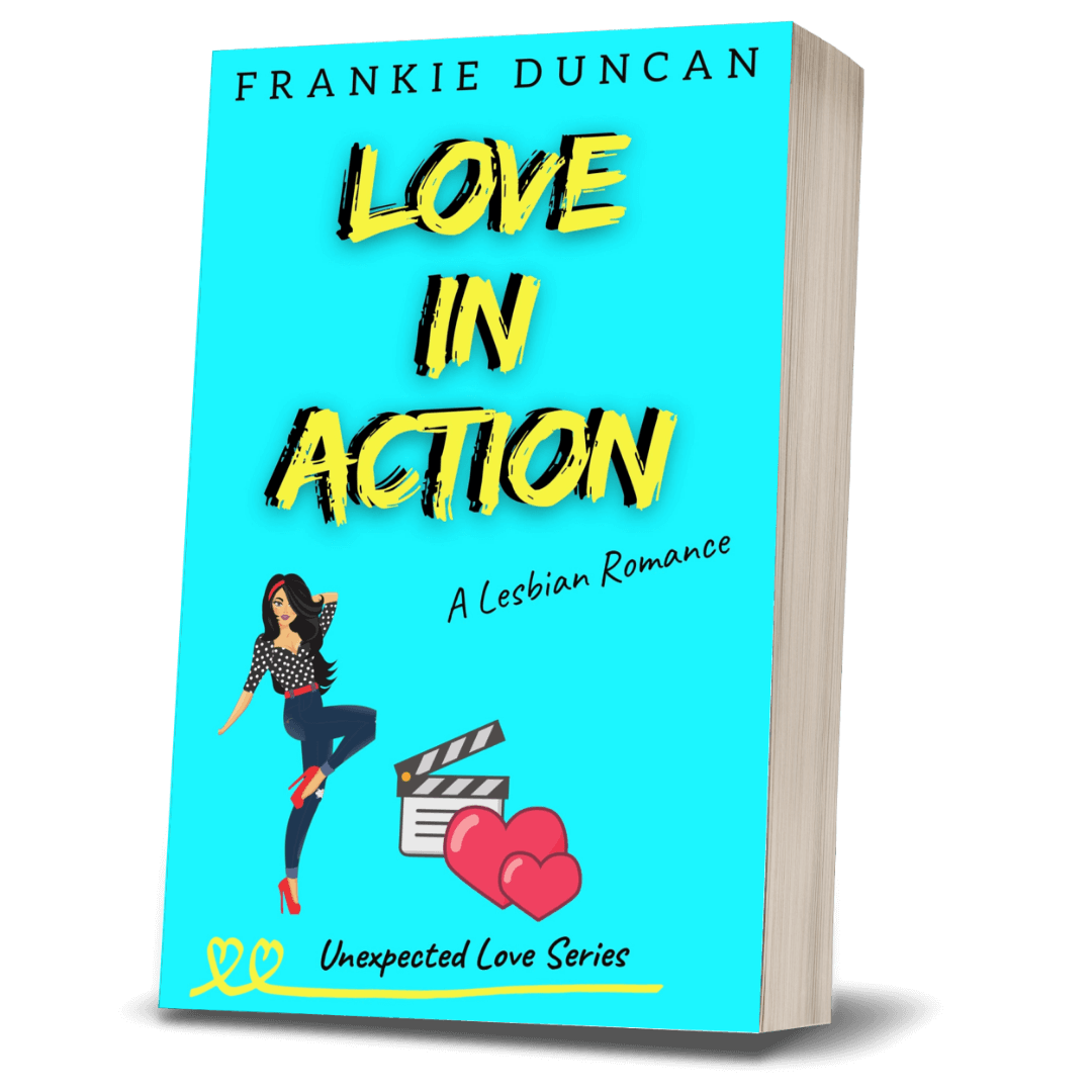 Love in Action book cover, contemporary lesbian romance by Frankie Duncan