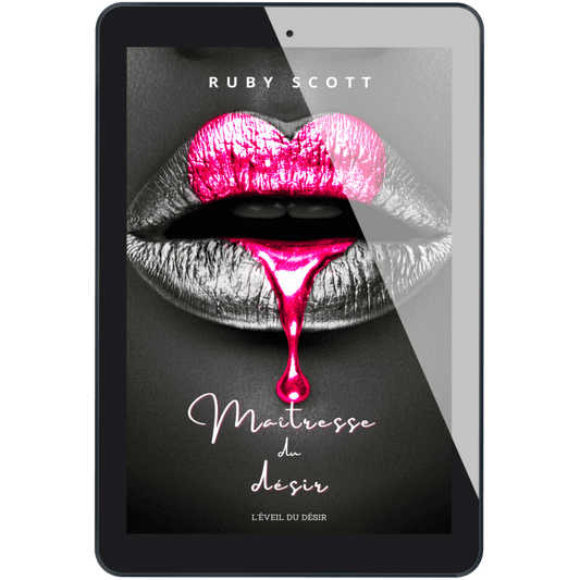Maîtresse du désir eBook cover featuring bold lips, representing romance lesbienne and erotic themes.