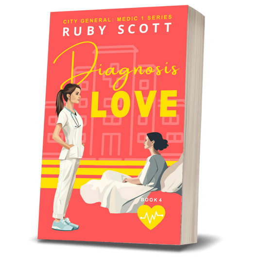  lesbian medical romance book cover image featuring the paperback edition of diagnosis love by Ruby Scott, representing a lesbian romance book, lesbian love story, and lesbian fiction by lesbian romance author Ruby Scott and lesbian romance fiction author Ruby Scott.