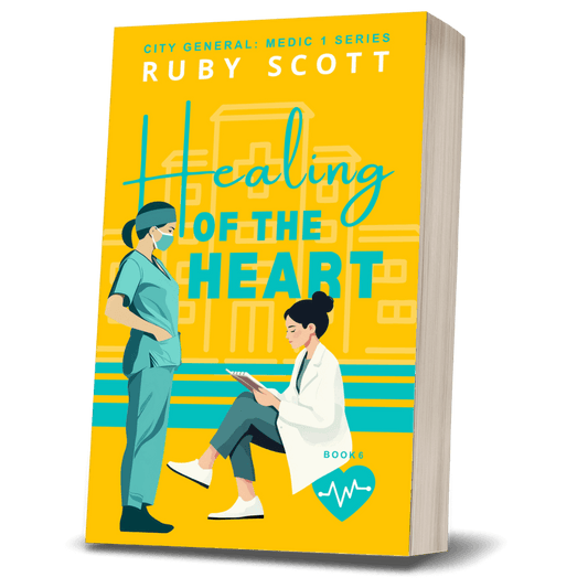 lesbian medical romance book cover image featuring the paperback edition of Healing of the Heart by Ruby Scott, representing a lesbian romance book, lesbian love story, and lesbian fiction by lesbian romance author Ruby Scott and lesbian romance fiction author Ruby Scott.