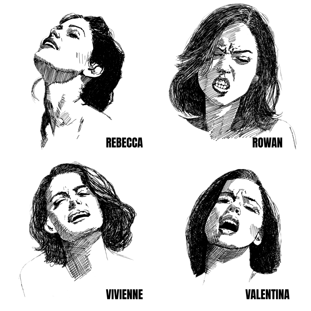 Ink portraits of women from the O collection by Ruby Scott