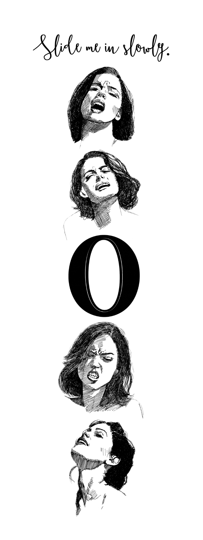 O Women bookmark back, ink portraits from Ruby Scott's O: Volume One