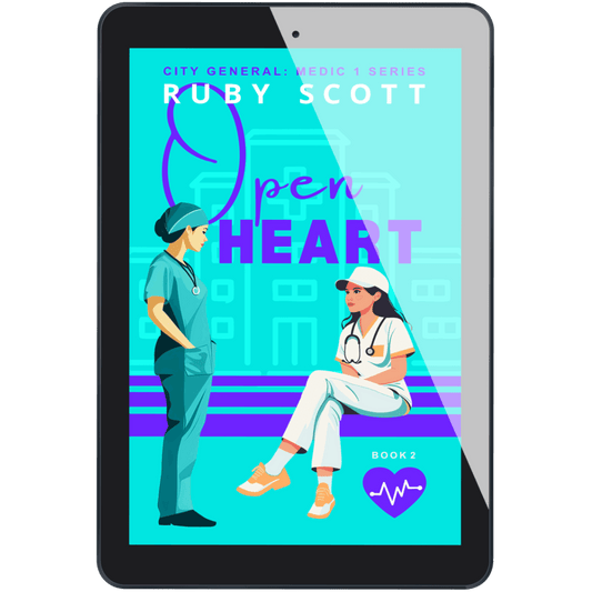 Open Heart ebook on tablet, City General Medic 1 book two sapphic medical romance by Ruby Scott