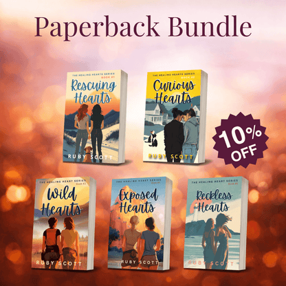 Slow Burn Lesbian romance paperback bundle featuring Healing Hearts series by Ruby Scott.