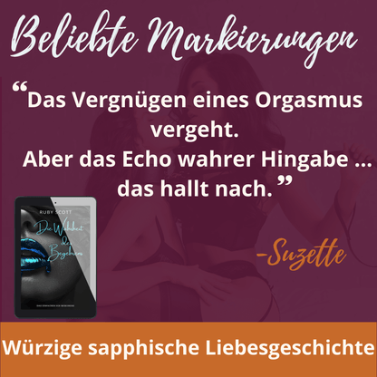 Beliebte Zitate mit erotischem Zitat aus Ruby Scotts lesbischem Liebesroman, deutsche Ausgabe