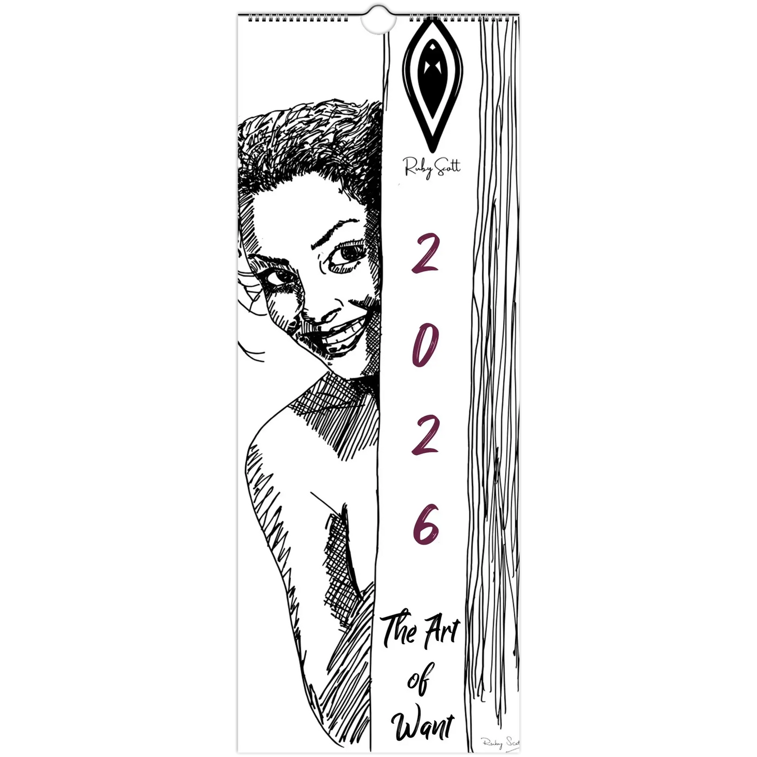 Sapphic Art Calendar featuring the art of want for 2026 by Riley Scott, showcasing bold and sensual imagery.