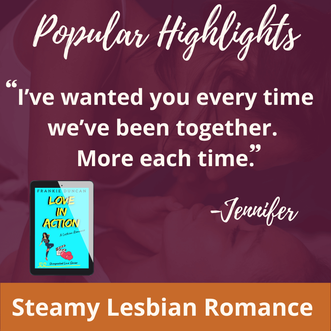 sapphic rom-com popular highlights quote image featuring a highlighted line from love in action by Ruby Scott