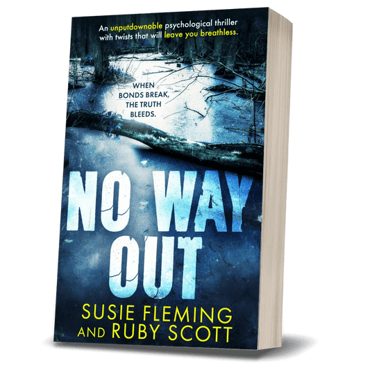 sapphic thriller book cover image featuring the paperback edition of No Way Out by Ruby Scott, representing a lesbian romance book, lesbian love story, and lesbian fiction by lesbian romance author Ruby Scott and lesbian romance fiction author Ruby Scott.