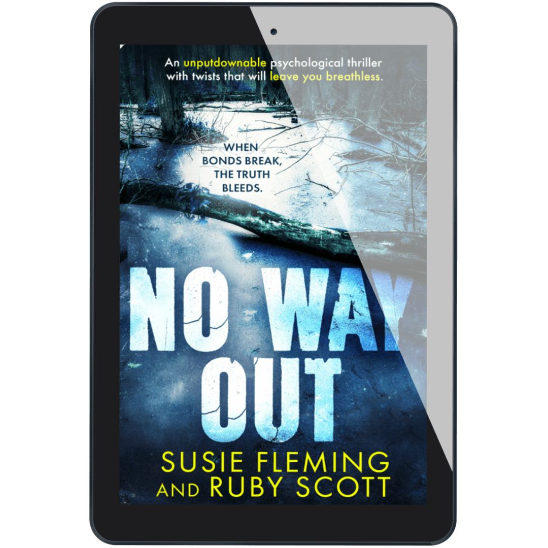 sapphic thriller book cover image featuring the ebook edition of No Way Out  by Ruby Scott, representing a lesbian romance book, lesbian love story, and lesbian fiction by lesbian romance author Ruby Scott and lesbian romance fiction author Ruby Scott.