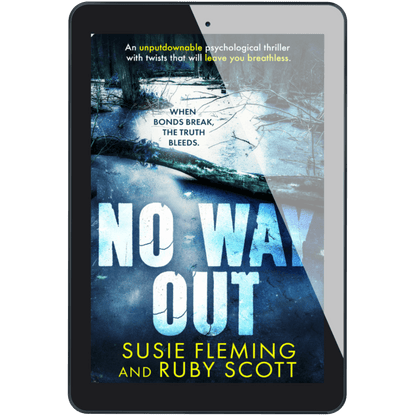 sapphic thriller book cover image featuring the ebook edition of No Way Out  by Ruby Scott, representing a lesbian romance book, lesbian love story, and lesbian fiction by lesbian romance author Ruby Scott and lesbian romance fiction author Ruby Scott.