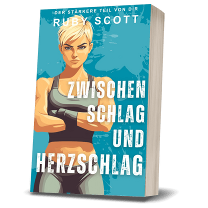 Schlag und Herzschlag Taschenbuch Cover, Lesbischer Sport Liebesroman von Ruby Scott