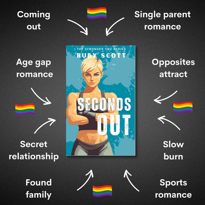 Lesbian romance book Seconds Out by Ruby Scott, a captivating lesbian love story blending sports romance, secret relationships, and single parenthood in a powerful lesbian fiction paperback.