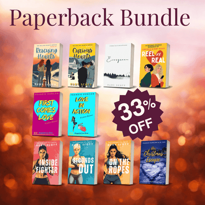 slow burn lesbian romance paperbacks collection banner image featuring multiple physical book covers, representing a lesbian romance book, lesbian love story, and lesbian fiction by lesbian romance author Ruby Scott and lesbian romance fiction author Ruby Scott.