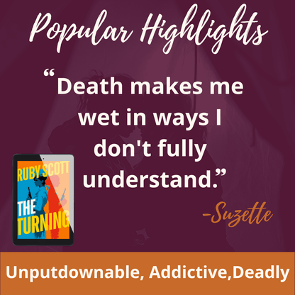 steamy lesbian spy thriller popular highlights quote image featuring a highlighted line from The Turning by Ruby Scott, representing a lesbian romance book, lesbian love story, and lesbian fiction by lesbian romance author Ruby Scott and lesbian romance fiction author Ruby Scott.