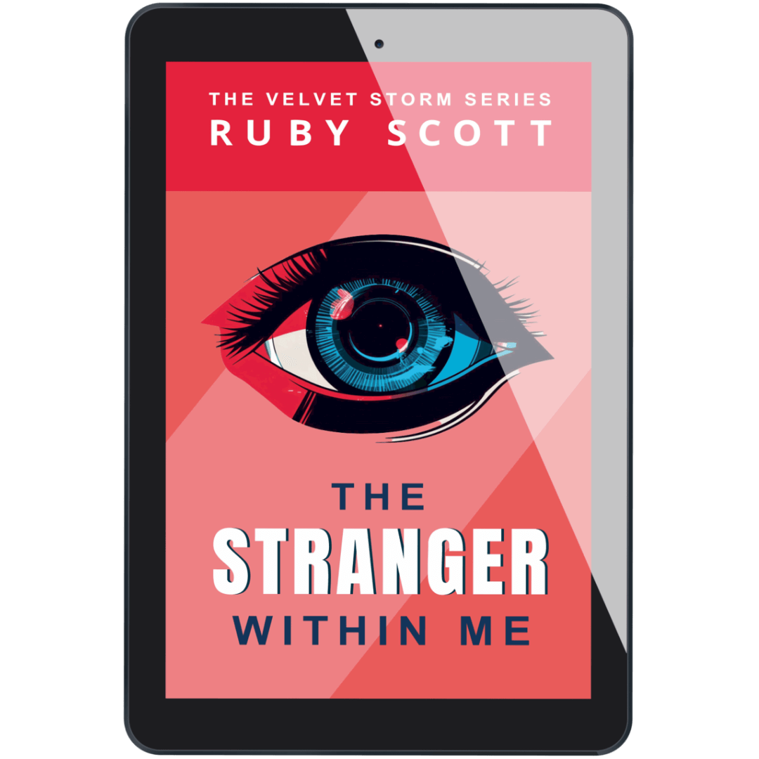 Stranger within me ebook on tablet, Velvet Storm sapphic psychological thriller book two by Ruby Scott