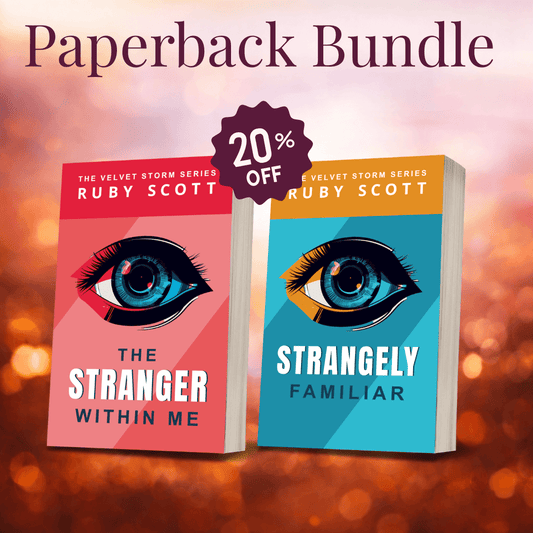 Supernatural lesbian romance paperbacks collection banner image featuring multiple physical book covers, representing a lesbian romance book, lesbian love story, and lesbian thriller fiction by lesbian romance author Ruby Scott and lesbian romance fiction author Ruby Scott.