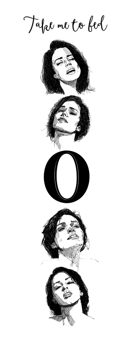 Take Me To O bookmark back, ink portraits from Ruby Scott's O collection
