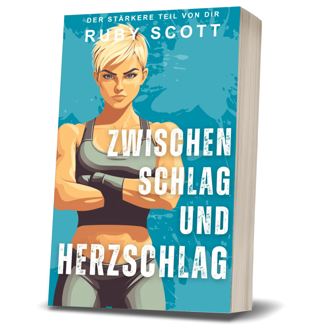 Buchcover von 'Zwischen Schlag und Herzschlag', ein lesbischer Liebesroman von Ruby Scott.