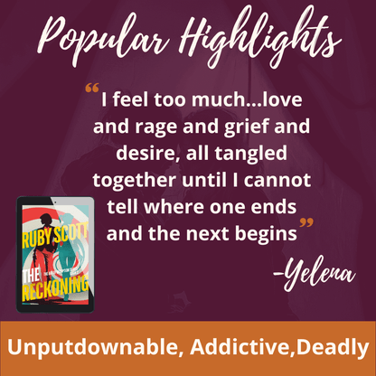 Popular highlight from The Reckoning 'I feel too much, love too much', Art of Deception sapphic spy thriller by Ruby Scott