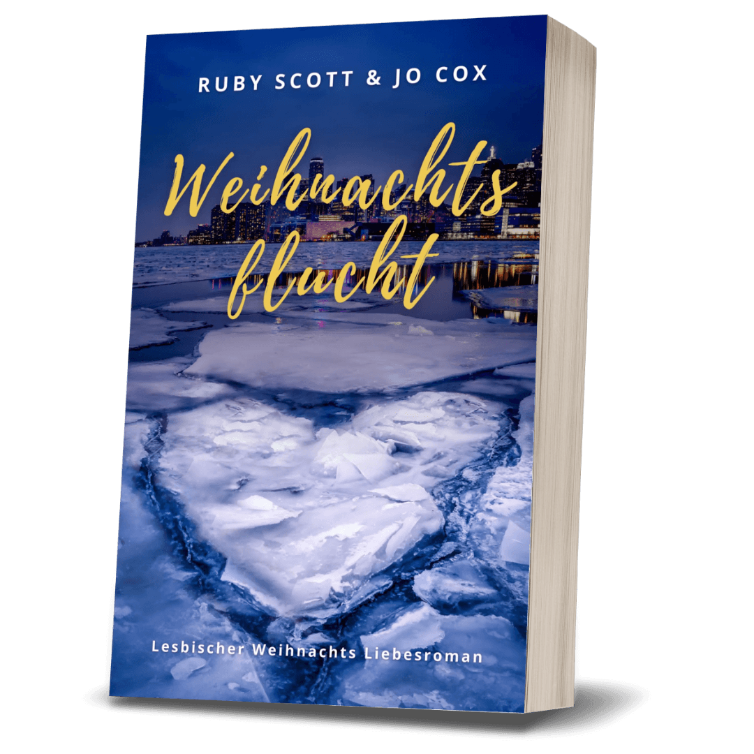 Weihnachtsflucht Buchcover, lesbische Weihnachtsromanze von Frankie Duncan
