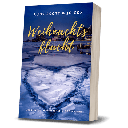Weihnachtsflucht Buchcover, lesbische Weihnachtsromanze von Frankie Duncan