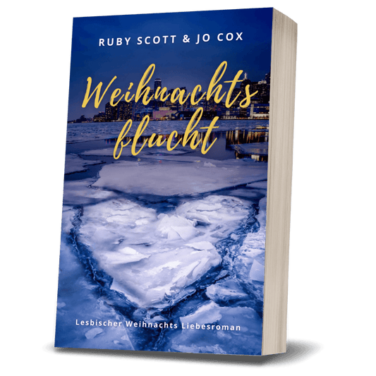 Weihnachtsflucht Buchcover, lesbische Weihnachtsromanze von Frankie Duncan